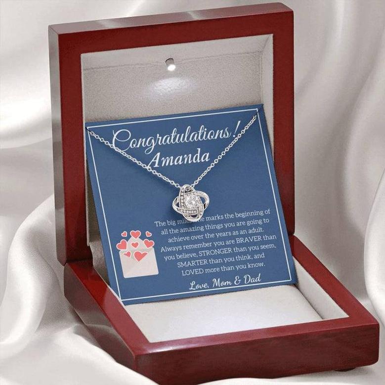 Congratulations! Amanda - Love, Mom & Dad - Love Knot Necklace