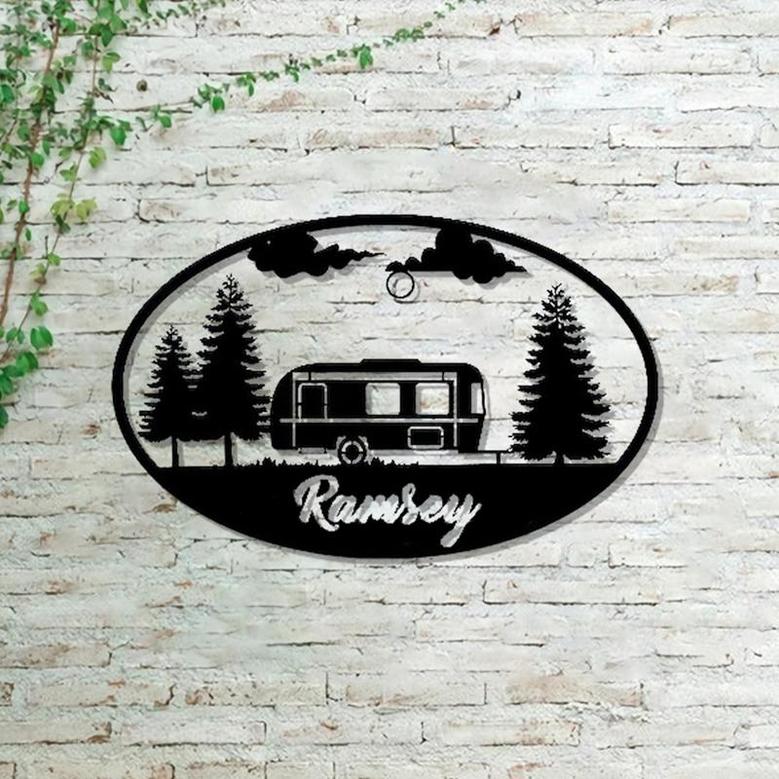 Personalized Family Camping Metal Sign, Custom Name, Camping Sign, Custom Family Metal Sign