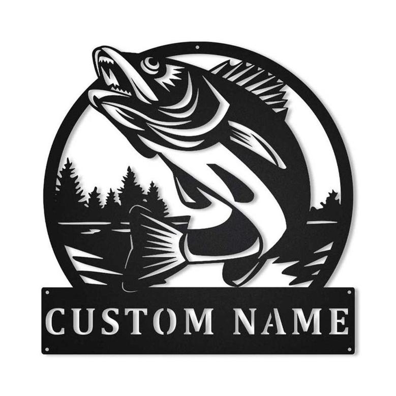 Personalized Walleye Fishing Metal Sign, Custom Name, Walleye Fishing Metal Sign, Fishing Gift, Custom Fishing Metal Sign