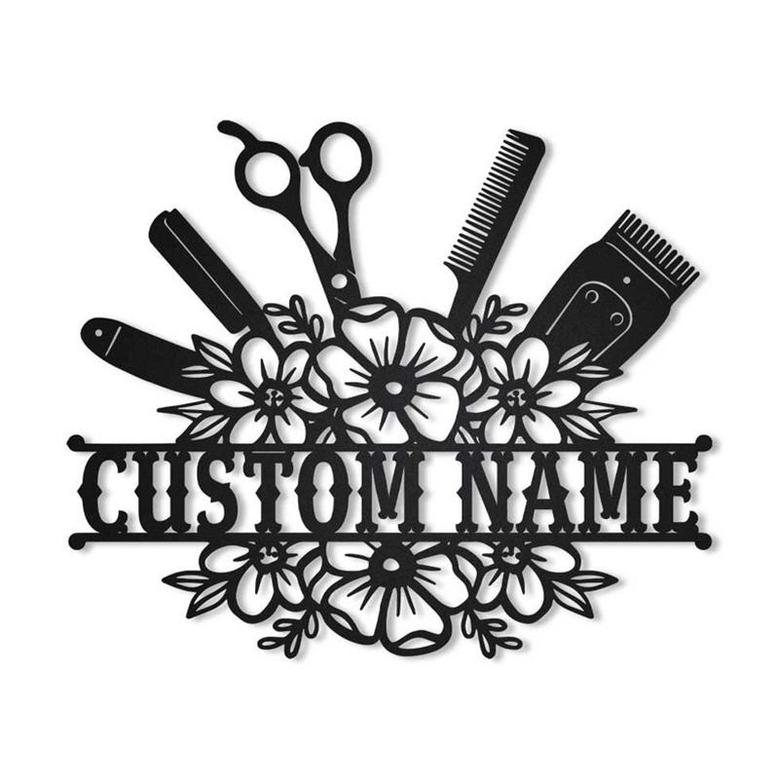 Personalized Hair Stylist Metal Sign, Custom Name, Hair Stylist Monogram Sign, Hair Stylist Gift, Custom Hair Metal Sign