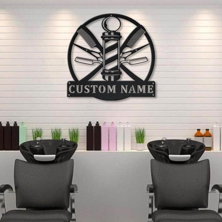 Personalized Barber Hair Stylist Metal Sign, Custom Name, Hair Salon Decor Sign, Hair Stylist, Custom Job Metal Sign