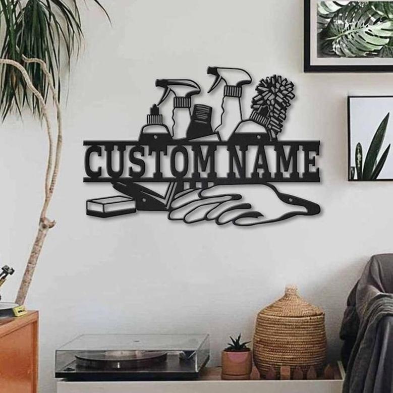 Personalized Cleaning Service Metal Sign, Custom Name, Cleaning Service, Cleaning Gifts, Custom Job Metal Sign