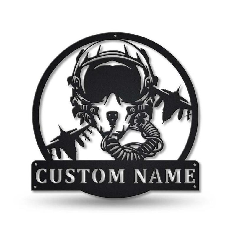 Personalized Fighter Pilot Metal Sign, Custom Name, Fighter Pilot Monogram Sign, Fighter Pilot Gift, Custom Job Metal Sign