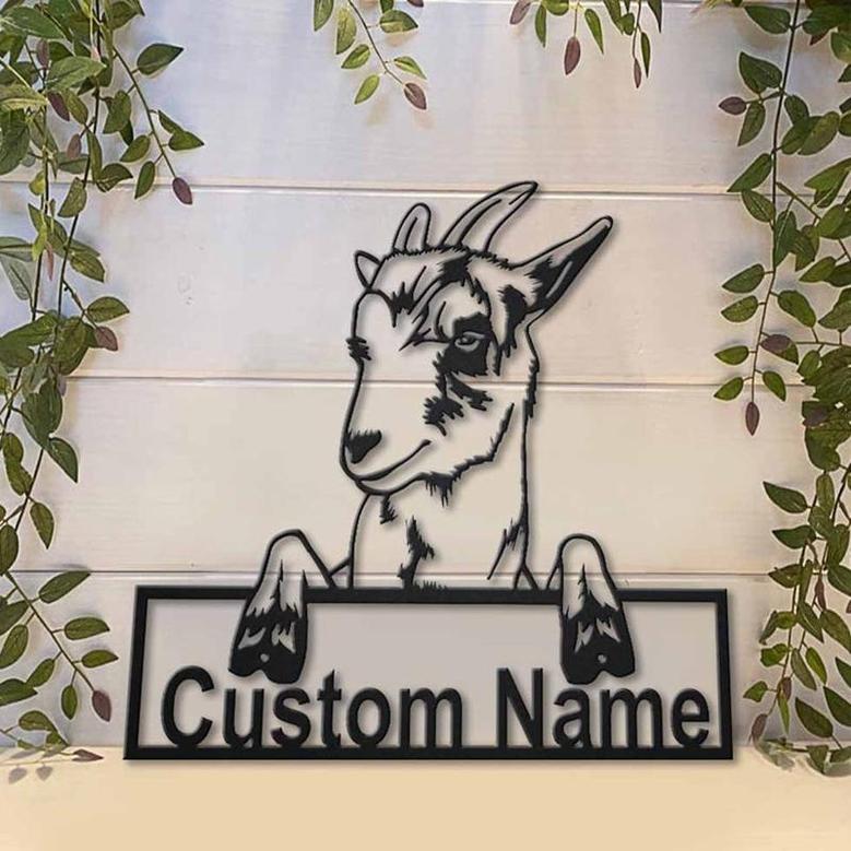 Personalized Goat Farm Monogram Metal Sign, Custom Name, Goat Farmer, Farmer Lover Sign, Decoration For Farm, Custom Job Metal Sign