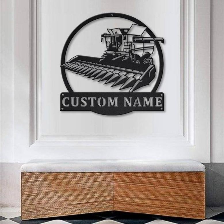Personalized Harvester Farm Tractor Metal Sign, Custom Name, Harvester Farm Tractor, Custom Job Metal Sign