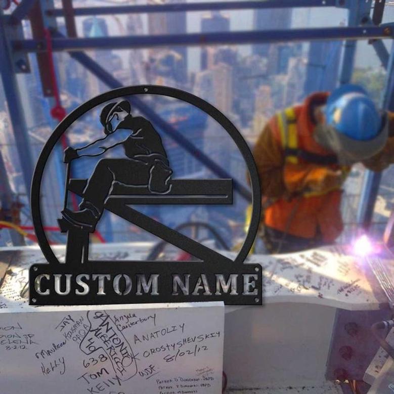 Personalized Ironworker Monogram Metal Sign, Custom Name, Ironworker Sign Gifts, Custom Job Metal Sign