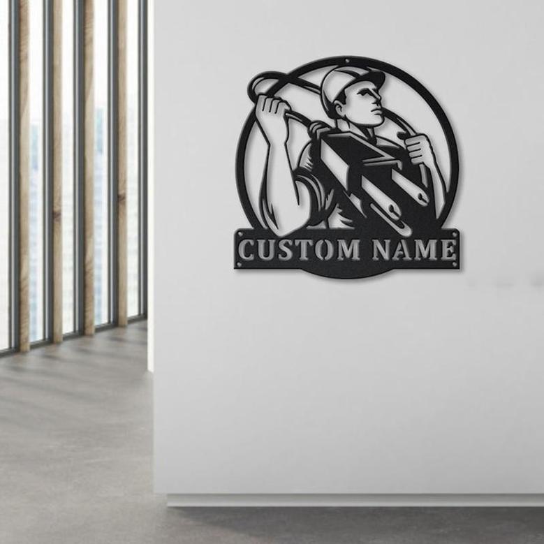 Personalized Lineman Metal Sign, Custom Name, Lineman Gift, Monogram Decor Metal Sign, Custom Job Metal Sign