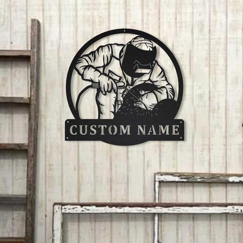 Personalized Welder Monogram Metal Sign, Custom Name, Welder Gift, Custom Job Metal Sign