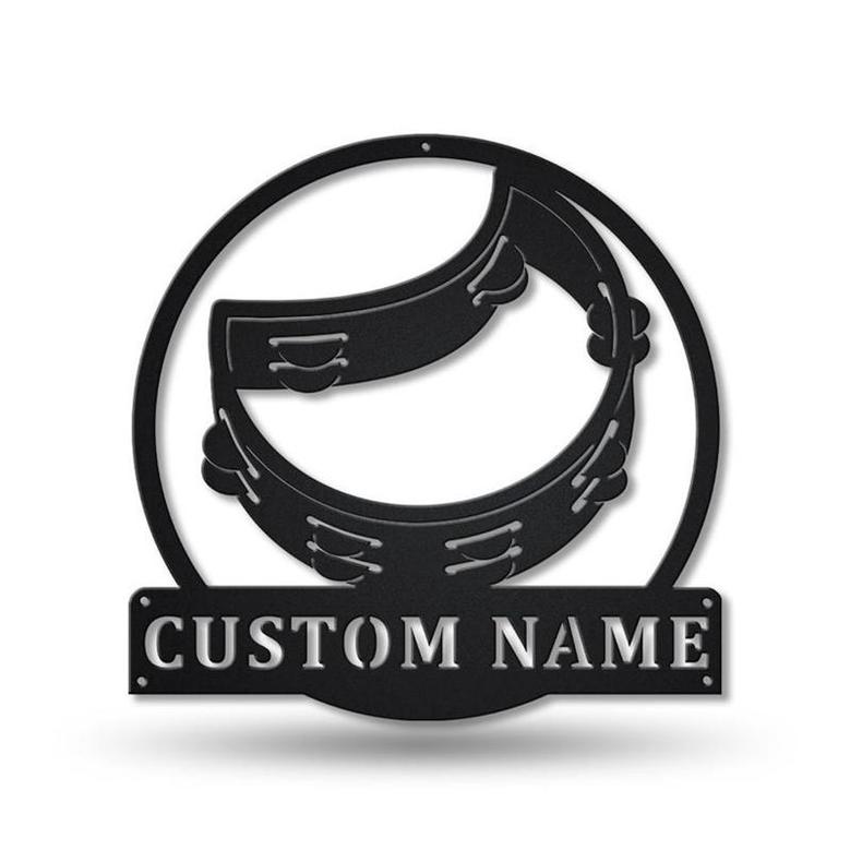 Personalized Tambourine Monogram Metal Sign, Custom Name, Custom Tambourine Monogram Sign, Birthday Gift, Custom Music Metal Sign