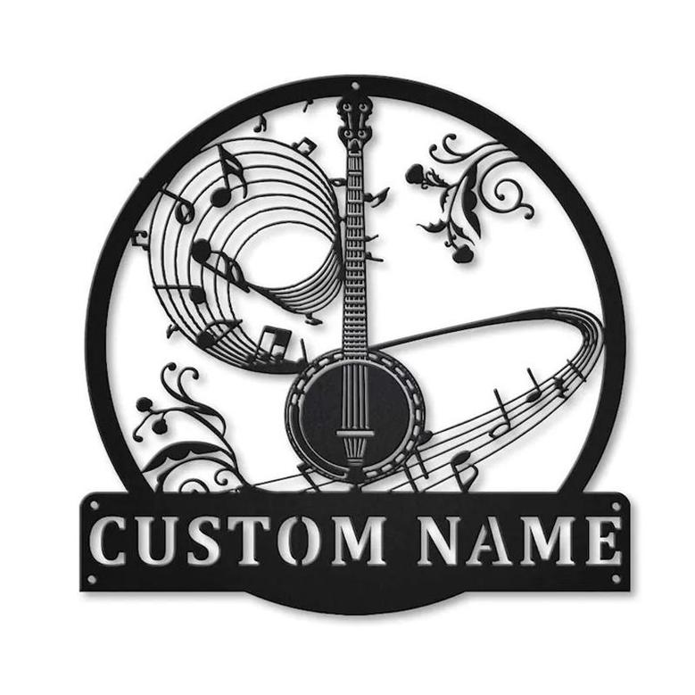 Personalized Banjo Music Metal Sign, Custom Name, Banjo Music Sign, Banjo Gifts, Custom Musical Instrument Metal Sign