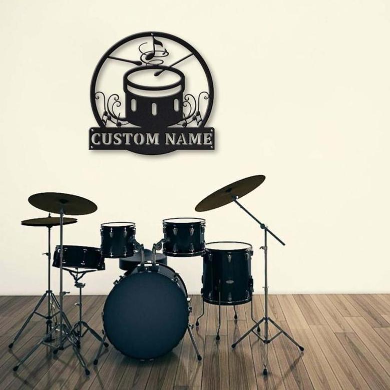 Personalized Bass Drum Monogram Metal Sign, Custom Name, Bass Drum Name Sign, Bass Drum Gifts For Birthday, Custom Musical Instrument Metal Sign