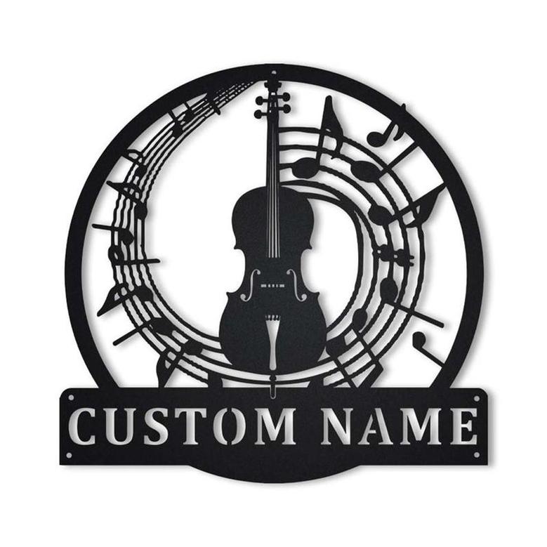 Personalized Cello Monogram Metal Sign, Custom Name, Cello Monogram Metal Sign, Cello Music, Custom Musical Instrument Metal Sign