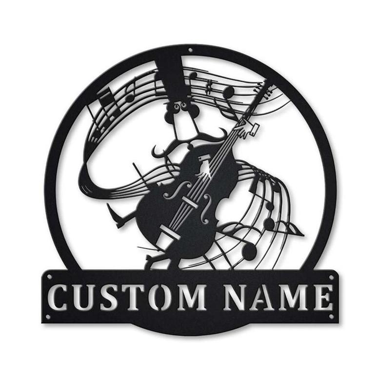 Personalized Double Bass Monogram Metal Sign, Custom Name, Double Bass Monogram Sign, Custom Musical Instrument Metal Sign