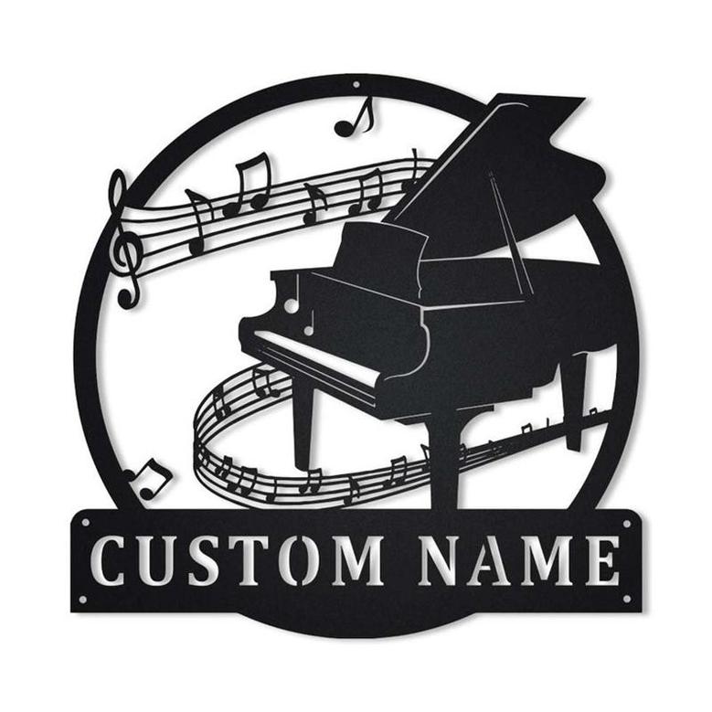 Personalized Piano Monogram Metal Sign, Custom Name, Piano Monogram Sign, Piano Gift, Custom Musical Instrument Metal Sign