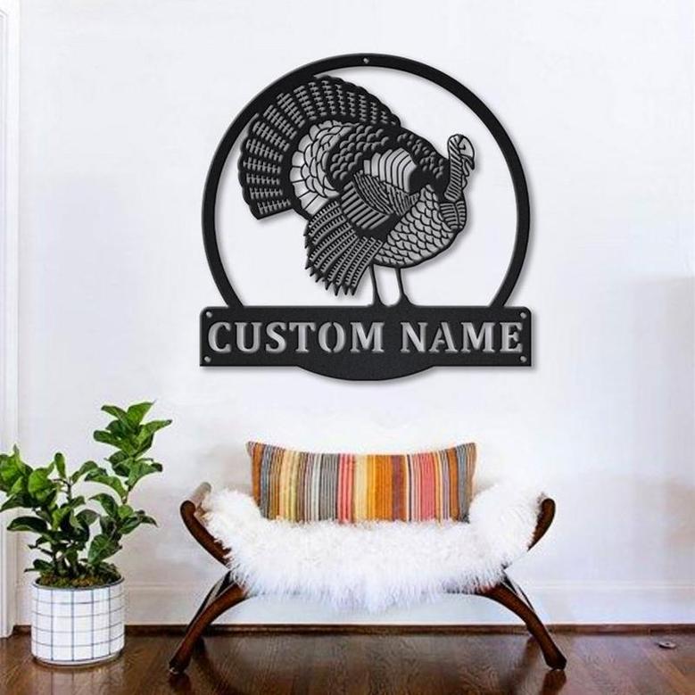 Personalized Turkey Bird Monogram Metal Sign, Custom Name, Turkey Bird Sign, Animal Lover Decor, Custom Name Metal Sign
