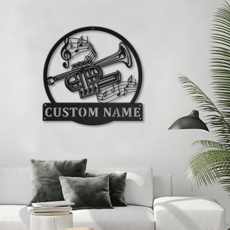 Personalized Piccolo Trumpet Metal Sign, Custom Name, Piccolo Trumpet Metal Wall Art, Home Decor, Custom Trumpet Music Metal Sign