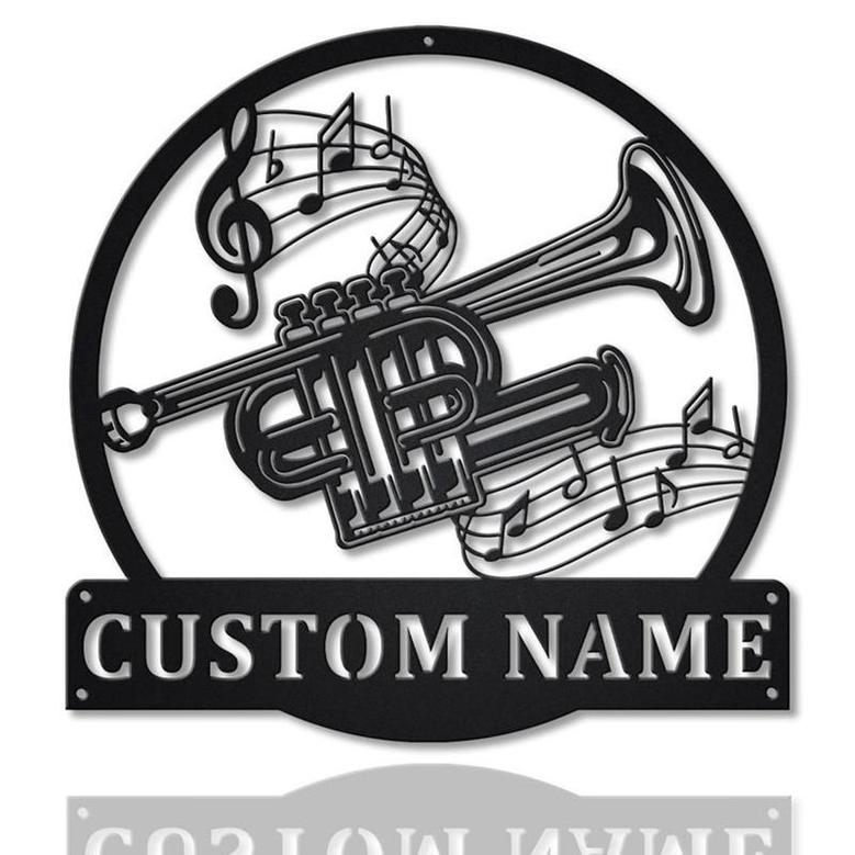 Personalized Piccolo Trumpet Metal Sign, Custom Name, Piccolo Trumpet Metal Wall Art, Home Decor, Custom Trumpet Music Metal Sign