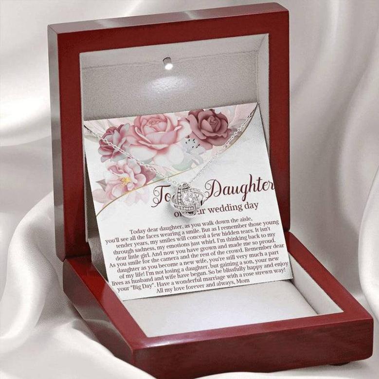 Daughter On Wedding Day Gift, Daughter Wedding Gift From Mom And Dad, Daughter Love Knot Necklace Gift From Parents, Daughter Wedding Gift