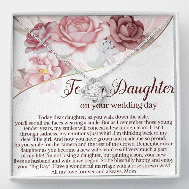 Daughter On Wedding Day Gift, Daughter Wedding Gift From Mom And Dad, Daughter Love Knot Necklace Gift From Parents, Daughter Wedding Gift