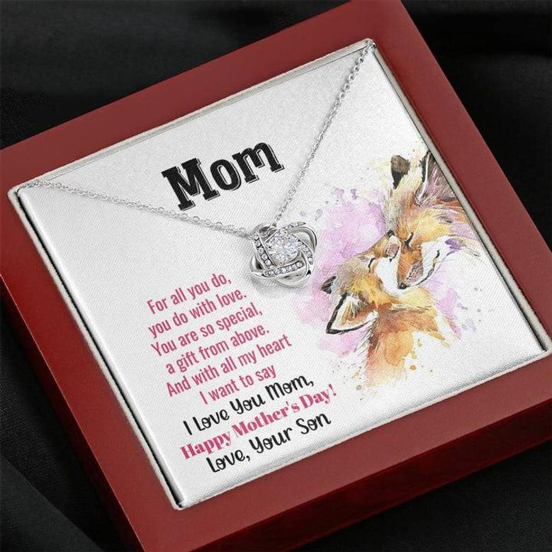 Gift For Mom From Son Love Knot Necklace With Message Card