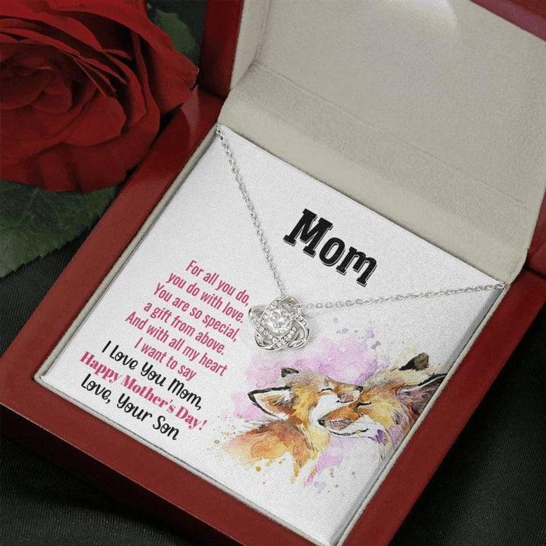 Gift For Mom From Son Love Knot Necklace With Message Card