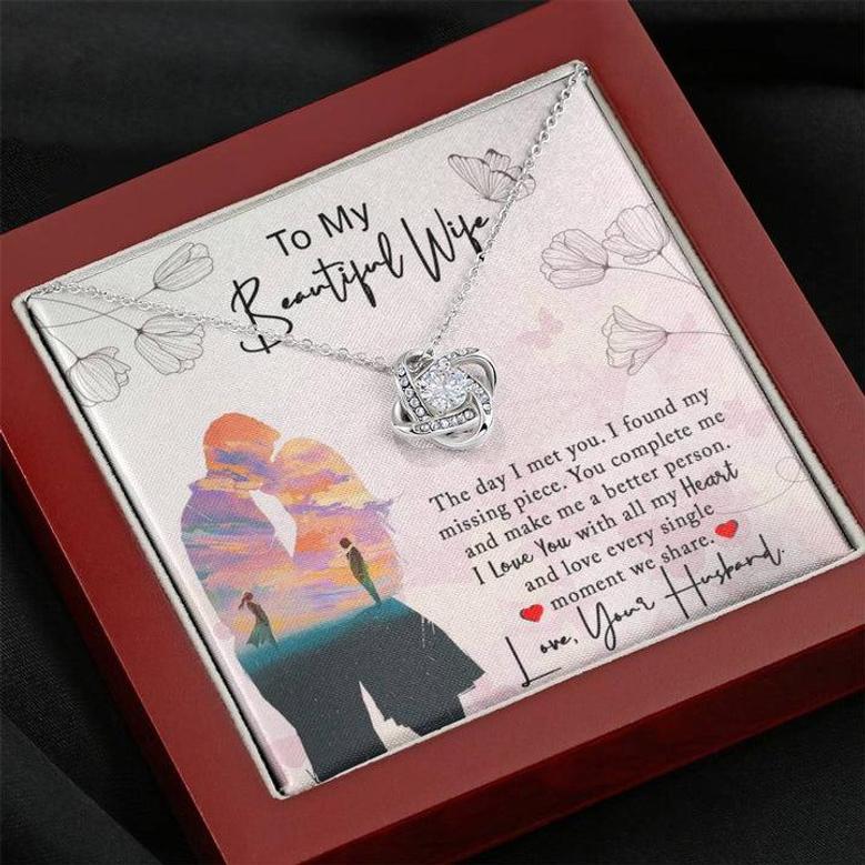 Gift For Wife, Gift For Her, Anniversary Gift For Wife, Birthday Love Knot Necklace, With A Lovely Message Card.