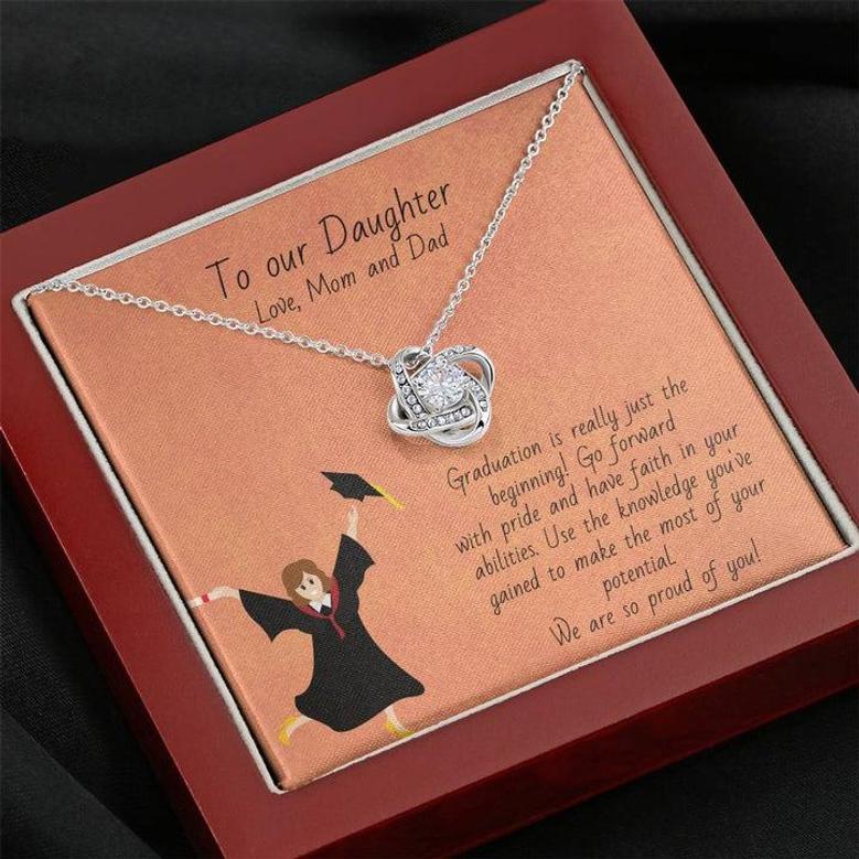 Graduation - Happy Graduation To Our Daughter - Love Knot Necklace