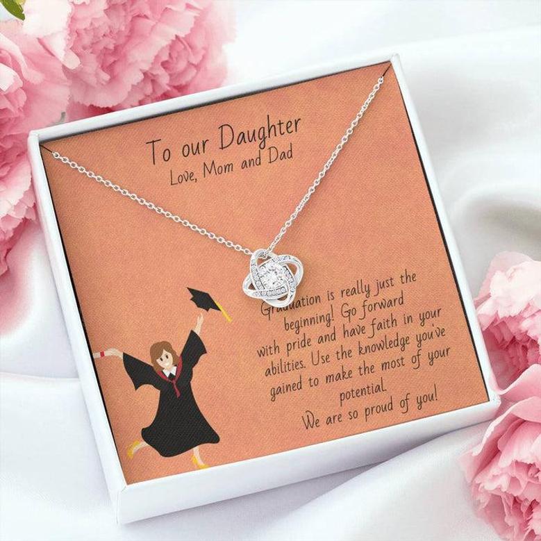 Graduation - Happy Graduation To Our Daughter - Love Knot Necklace