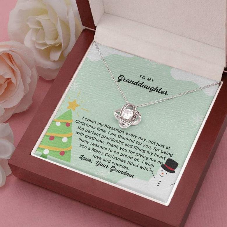 Granddaughters Gift From Grandma, Special Christmas Message Card, Custom Love Knot Necklace Gift From Grandma