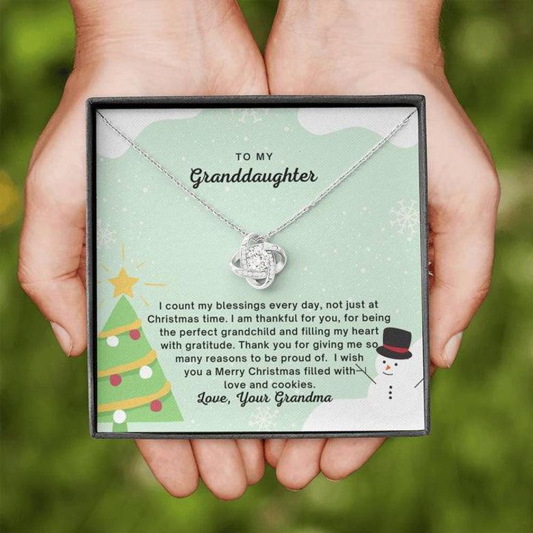 Granddaughters Gift From Grandma, Special Christmas Message Card, Custom Love Knot Necklace Gift From Grandma
