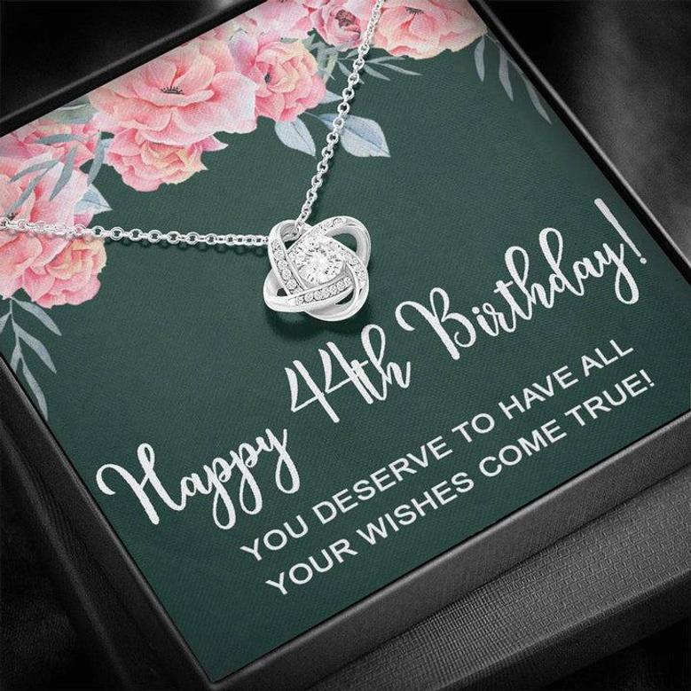 Happy 44Th Birthday Gifts For Women Necklace For Her, 44 Years Old Jewelry Gift For Wife, Friend Gift Love Knot Necklace Xu1162lk27