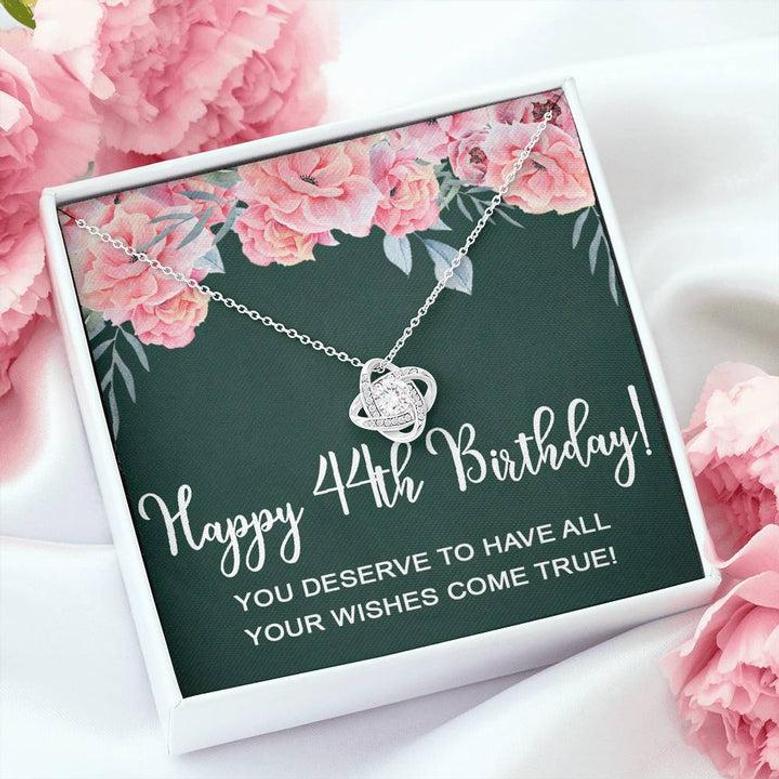 Happy 44Th Birthday Gifts For Women Necklace For Her, 44 Years Old Jewelry Gift For Wife, Friend Gift Love Knot Necklace Xu1162lk27