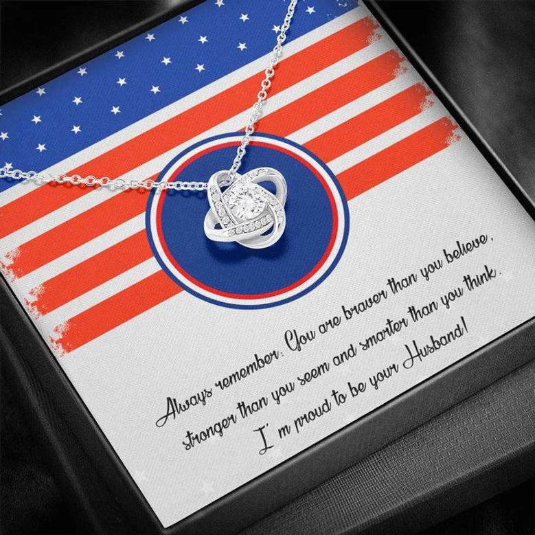 Happy 4Th July Gift, The Love Knot Necklace, Gift For Wife, Gift For Military Wife