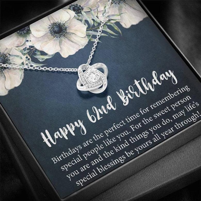 Happy 62Nd Birthday Gift Necklace, Jewelry Gift For Mom Grandma, 62Nd Birthday Gifts For Womens, 62 Years Old Love Knot Necklace