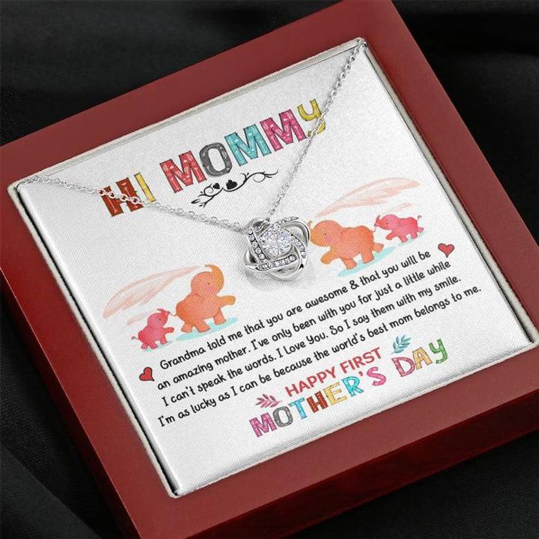 Hi Mommy - Grandma Told Me That You Are Awesome - Love Knot Necklace