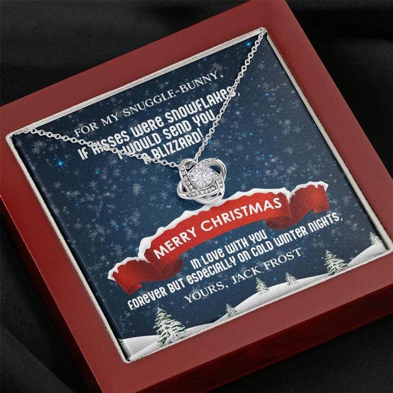 Husband To Wife - If Kisses Were Snowflakes - Customizable Christmas Gift Love Knot Necklace