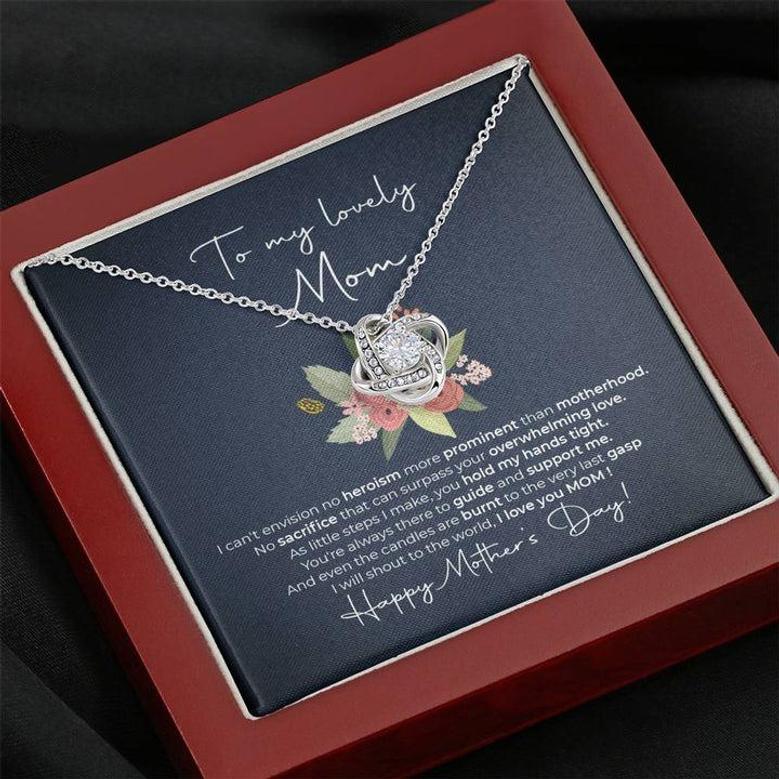 Love Knot Necklace For Mother's Day Gift, Necklace Gift For Mother, From Daughter, From Son, Message Card To My Mom