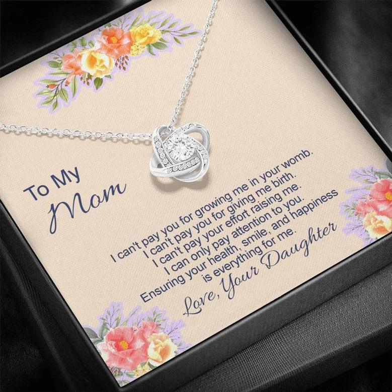 Love Knot Necklace With I Can't Pay You Message Card (Gift For Mother)