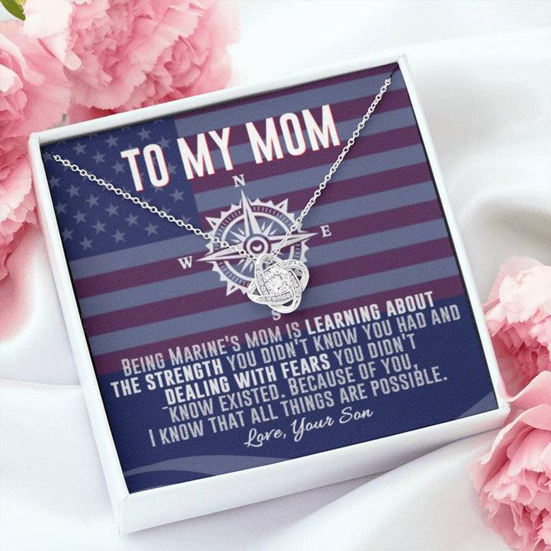 Marine Mom Gift - Because Of You - The Love Knot Necklace