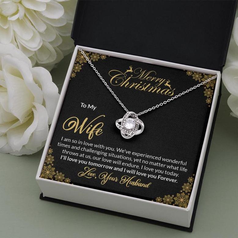 Merry Christmas To My Wife - I Love You Forever - Love Knot Necklace