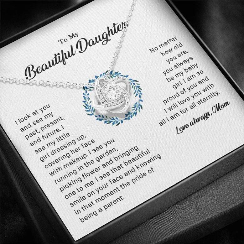 Mom Loves Daughter For All Eternity - Love Knot Necklace
