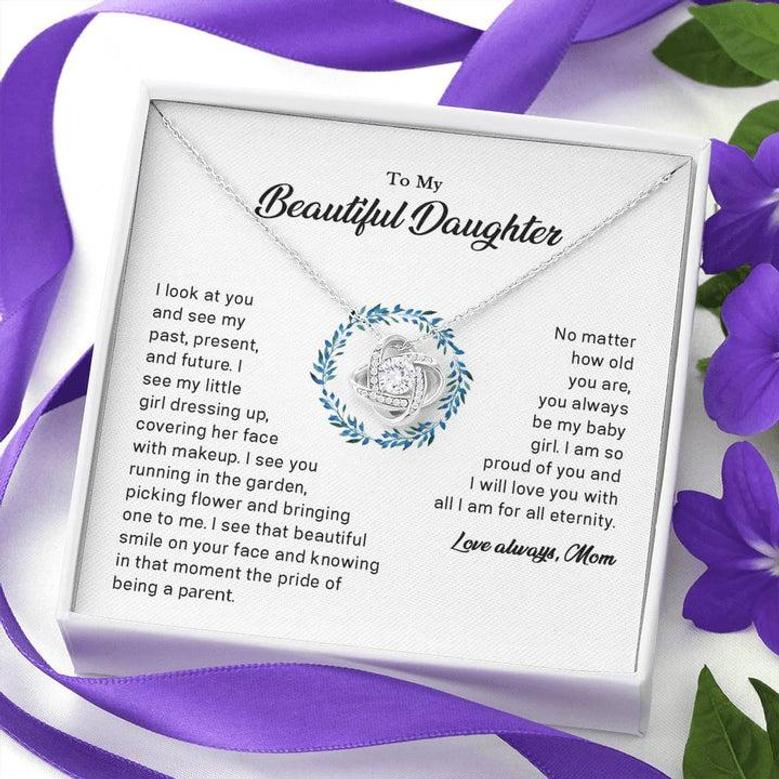 Mom Loves Daughter For All Eternity - Love Knot Necklace
