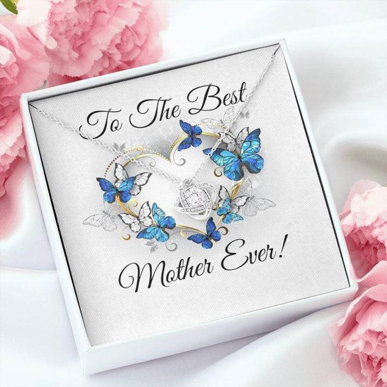 Mother's Day Best Mother Ever Love Knot Necklace With Butterflies Message Card