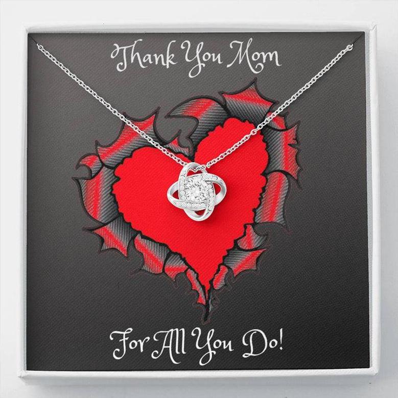 Thank You Mom Love Knot Necklace Mother's Day Gift Idea 