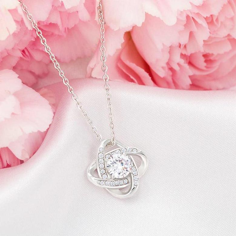 The Best Mom Ever White Gold Love Knot Necklace