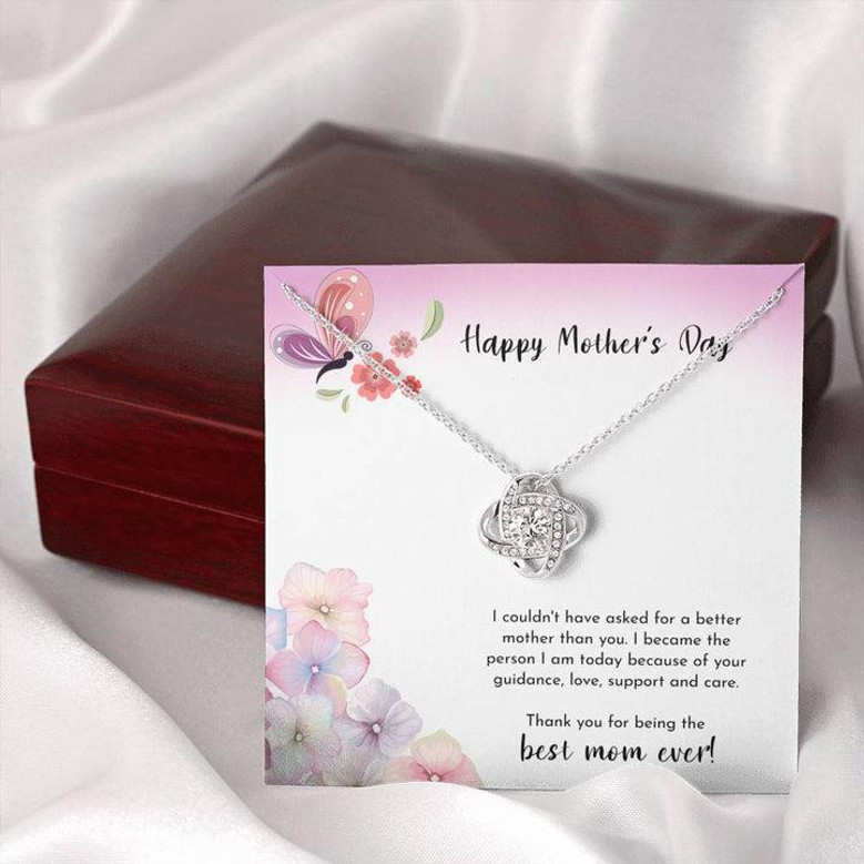 To My Best Mom - Love Knot Necklace - Gift For Mom With Message Card - Mother's Day, Birthday Gift