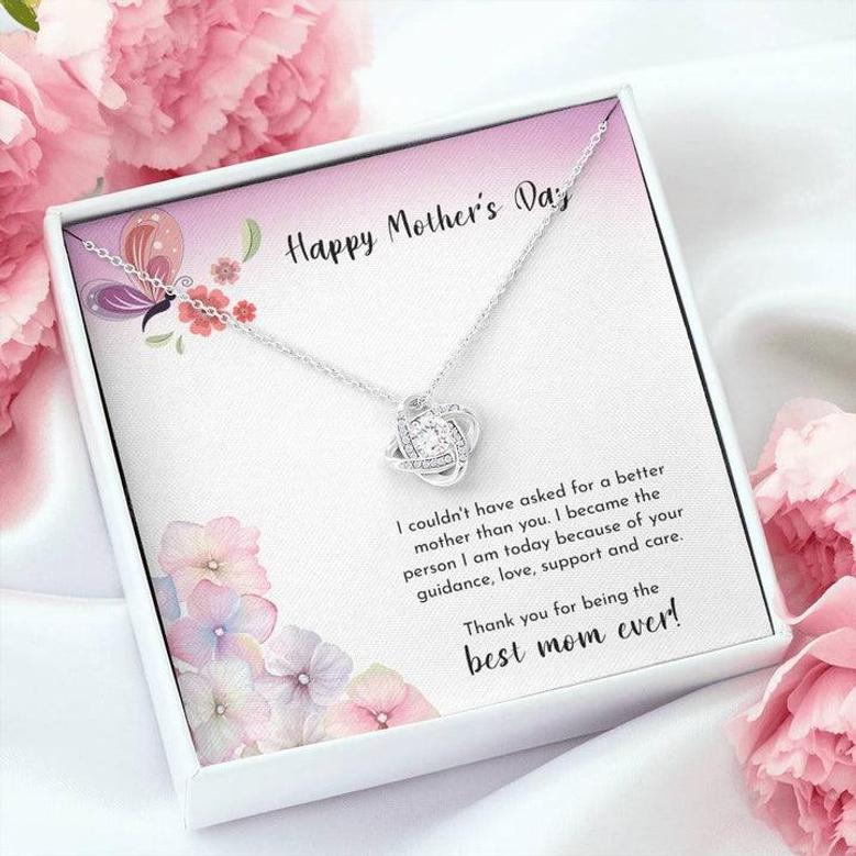 To My Best Mom - Love Knot Necklace - Gift For Mom With Message Card - Mother's Day, Birthday Gift