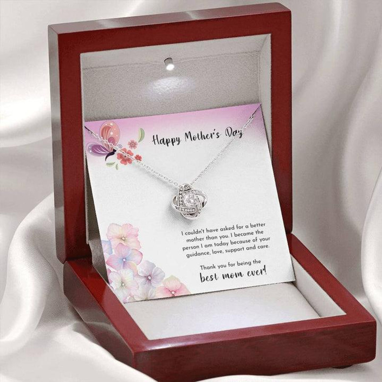 To My Best Mom - Love Knot Necklace - Gift For Mom With Message Card - Mother's Day, Birthday Gift