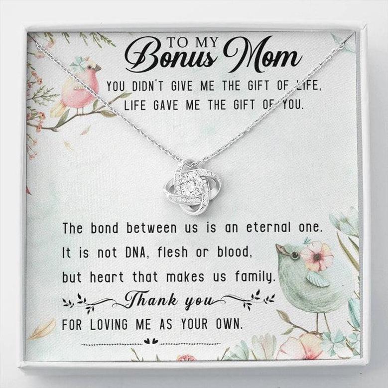To My Bonus Mom Love Knot Necklace Message Card