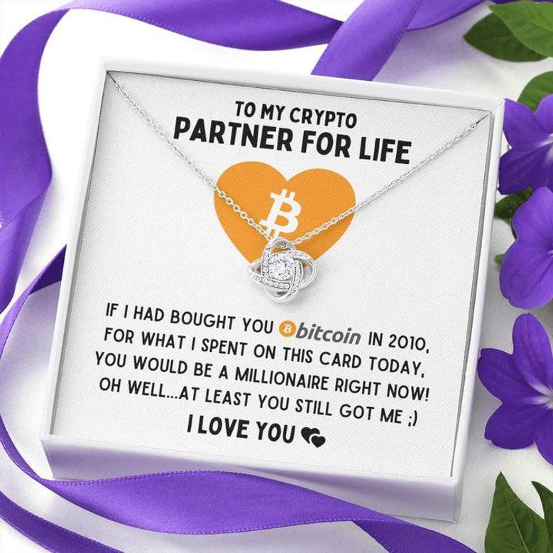 To My Crypto Partner For Life - Bitcoin Millionaire - Love Knot Necklace